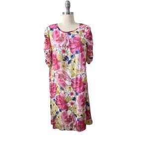 DKNY Women's Dress Size 6 Watercolor Floral Chiffon Pink NOWT